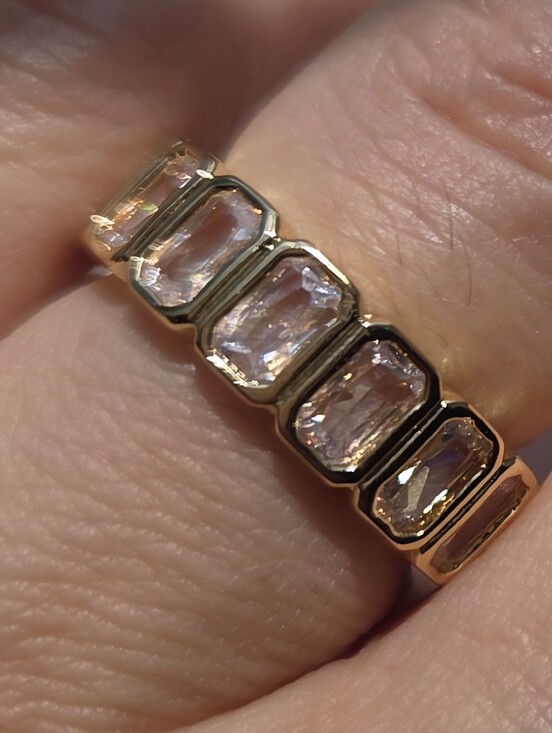 Jewelry - Gold Tone Radiant Cut CZ Eternity Band Ring Sz6 NIB